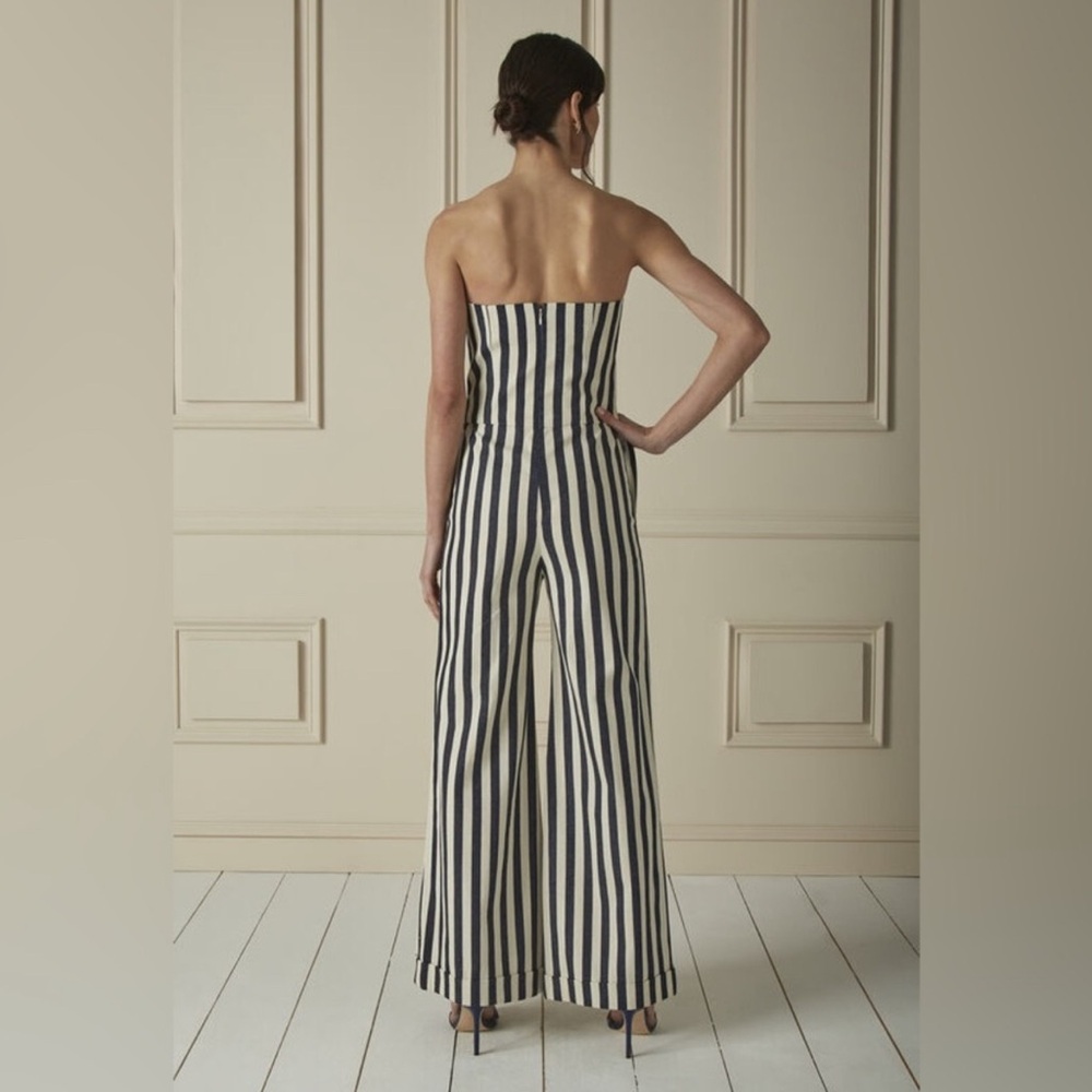Authentic CHANEL Blue denim and White Striped Jumpsuit so cute 🤍🤍